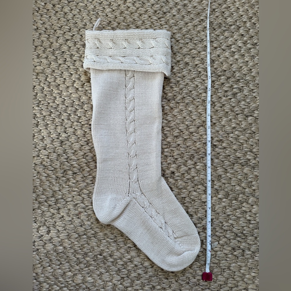 Melange Collection Handmade Knit Christmas Stocking Ecru
